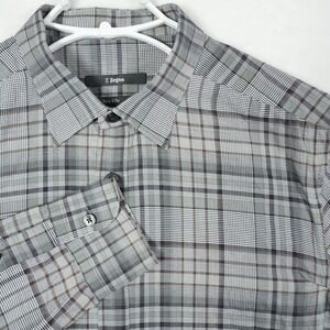 Z Zegna Mens Grey Plaid Long Sleeve Button Down Shirt Drop 8 Fit Size 43/17